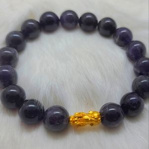 Amethyst Piao braceket with 24k Pixiu dragon charm, NWOT